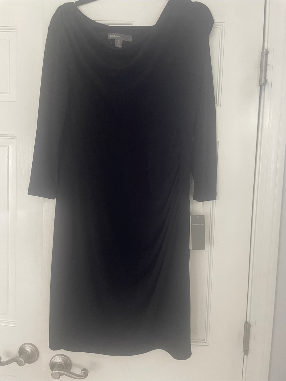Donna Ricco Black Cowl-Neck Midi Dress